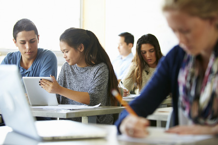 High School Students With Laptops And Digital Tabletsの写真素材