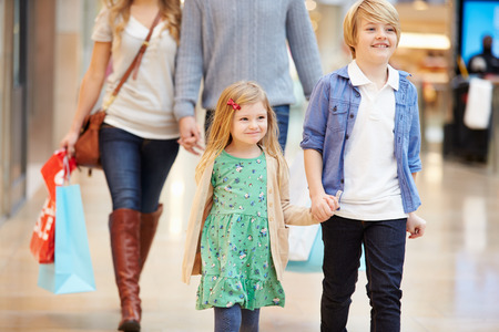 Children On Trip To Shopping Mall With Parentsの写真素材
