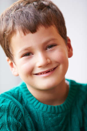 Indoor Portrait Of Boy Wearing Jumperの写真素材