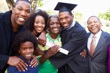 African American Student Celebrates Graduationの写真素材