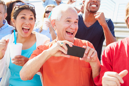 Audience Cheering At Outdoor Concert Performanceの写真素材