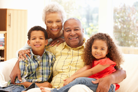 African American grandparents and grandchildrenの写真素材