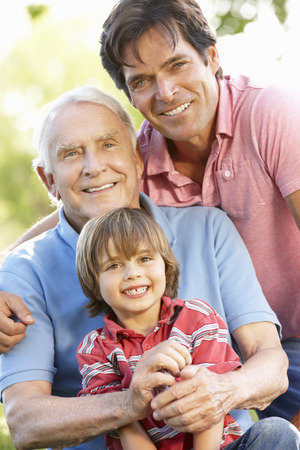 Multi-generation family outdoors