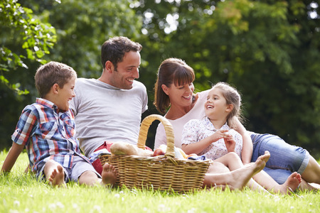 Family Enjoying Summer Picnic In Countrysideの写真素材