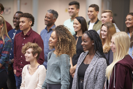 Group of adult students at university, waist up viewの写真素材