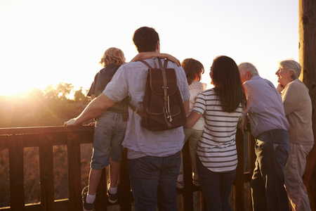 Multi Generation Family Standing On Outdoor Observation Deckの写真素材