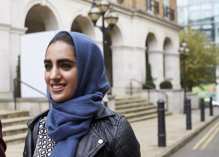 Portrait Of British Muslim Woman In Urban Environmentの写真素材