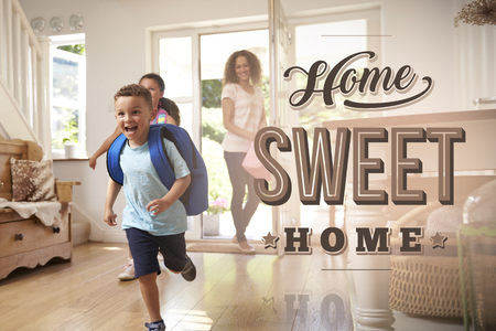 Excited Family At New Home Sweet Homeの写真素材