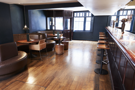 Interior Of Empty Bar With Stools And Counterの写真素材