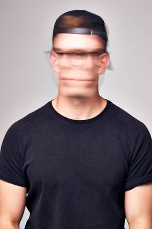 Concept Shot Of Man With Distorted Face Illustrating Mental Health Issues