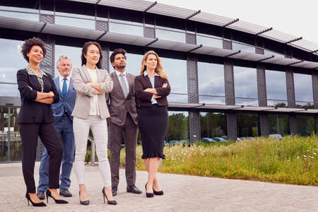 Portrait Of Multi-Cultural Business Team Outside Modern Office Buildingの写真素材