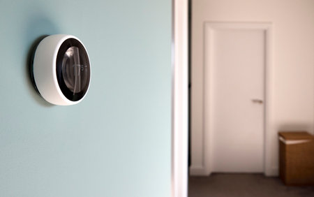 Smart Heating Control On Wall Of Modern Homeの写真素材