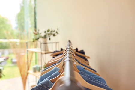 Close Up Of Clothes On Rail At Online Fashion Business Run From Homeの写真素材