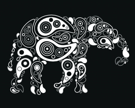 Pattern with elephant and paisleyのイラスト素材