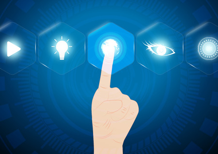 Hand touch hexagon button.vector illustrationのイラスト素材