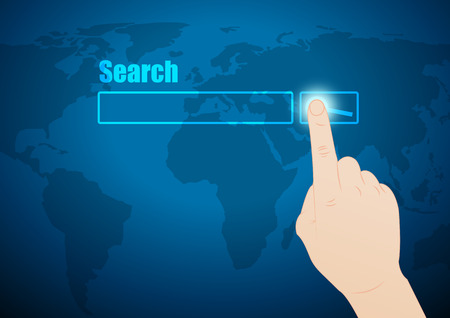 Hand touch screen interface search button.vector illustrationのイラスト素材