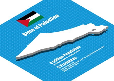 Palestine map vector three dimensionalのイラスト素材