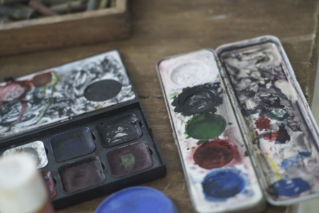 Some brushes colors in a vintage Location