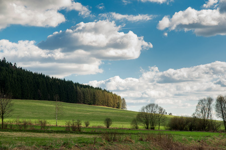 beautiful panorama of the mountains on a sunny dayの写真素材