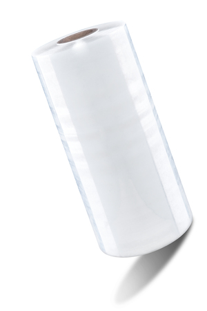 White stretch film at white background isolatedの写真素材