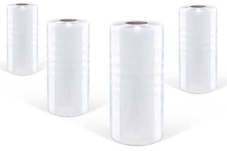 White stretch film at white background, isolatedの写真素材