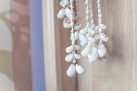 Wind bell shell mobile in vintage styleの写真素材