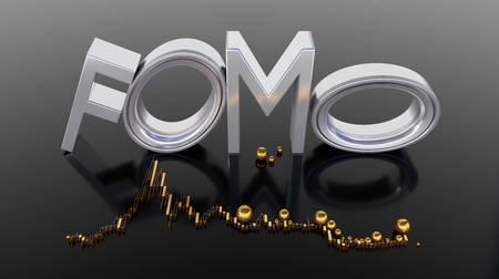 Fomo word as 3D text or logo concept. 3D rendering - Ilustration. Fomo Lyrics fear of missing out.の写真素材