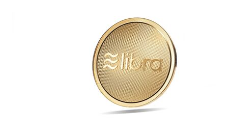 Illustration Concept of golden Libra coin with logo on top. New project of digital crypto currency payment. 3D render Coins placed on a white background.の写真素材