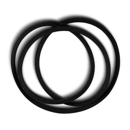 V-shaped belt for agriculture machinery, tractor spare part, drivegear for water pump and electric generator placed on white isolated background with shadowの写真素材