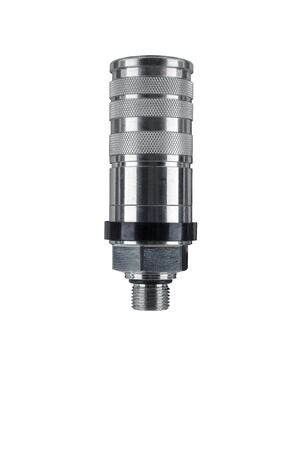Euro standard Hydraulic quick coupler for quick connect fitting coupling. Made of stainless steel for join hose oil, water and air. Isolated on white background.の写真素材
