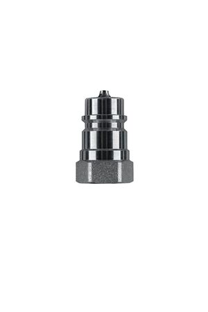 Euro standard Hydraulic quick coupler best for quick connect fitting coupling. Made of stainless steel for join hose oil, water and air. Isolated on gray background with shadow.の写真素材
