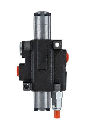 Single section Hydraulic distributor of the tractor on isolated white backgroundの写真素材
