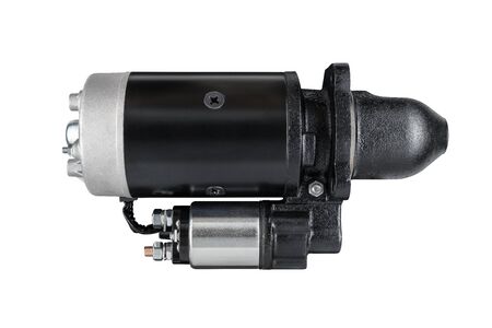 3kW starter motor for tractor or other agricultural machinery placed on white isolated background.の写真素材