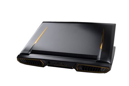 Gaming laptop on white isolated background. Laptop designed for gamers or professional players or 3d renderingの写真素材
