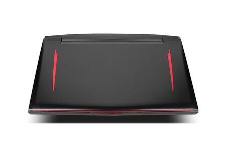 Front view of gaming laptop on white isolated background. Laptop designed for gamers or professional players or 3d renderingの写真素材