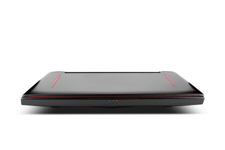 Front view of gaming laptop on white isolated background. Laptop designed for gamers or professional players or 3d renderingの写真素材