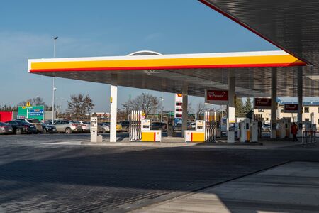 Katy Wroclawskie, Poland - December 20, 2019: Official big opening of Shell gas station.のeditorial素材