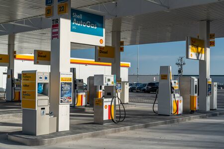 Katy Wroclawskie, Poland - December 20, 2019: Official big opening of Shell gas station.のeditorial素材