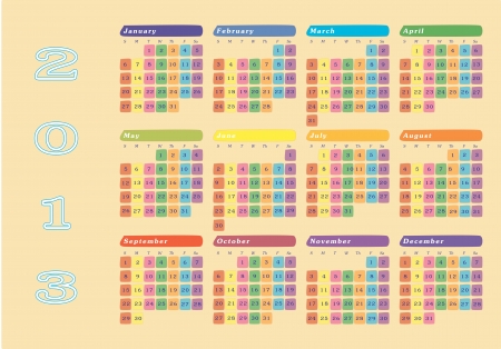 New year 2013 colorful wall calendarのイラスト素材