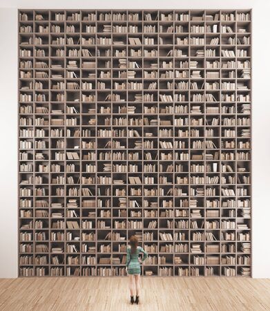 Library with a lot of books, college, 3d renderの写真素材