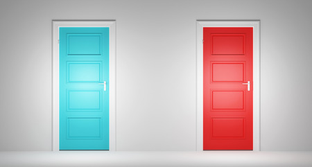 Two doors, room with parquetの写真素材