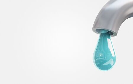 Tap with drop of water, 3d render illustrationの写真素材
