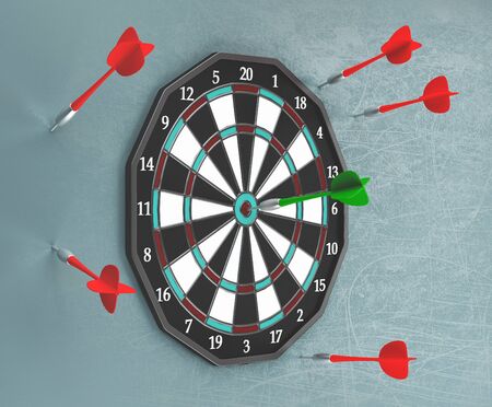 Target with darts, sports, 3d render illustration
