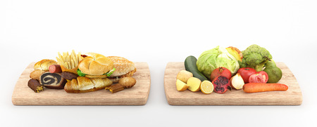 Hamburger and vegetables, healthy food, 3d render illustrationの写真素材