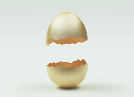 Golden egg for Easter, 3d render illustrationの写真素材