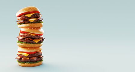 Eating lifestyle comparison between junk food and fruits, 3d renderingの写真素材