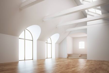 Classic wall interior and modern frame with parquet, empty room, high resolution, 3d rendering