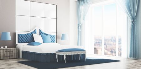 Interior of modern comfortable hotel room, 3d renderingの写真素材