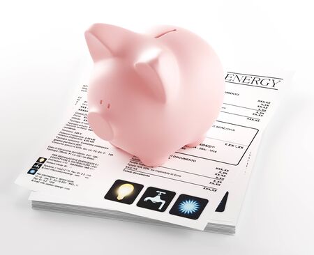 Pink piggy bank, savings concept. 3d renderingの写真素材