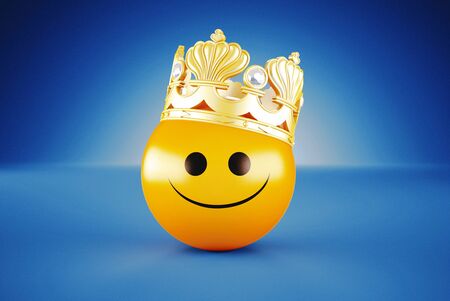 Sad and happy face, happiness concept, 3D rendering illustrationの写真素材